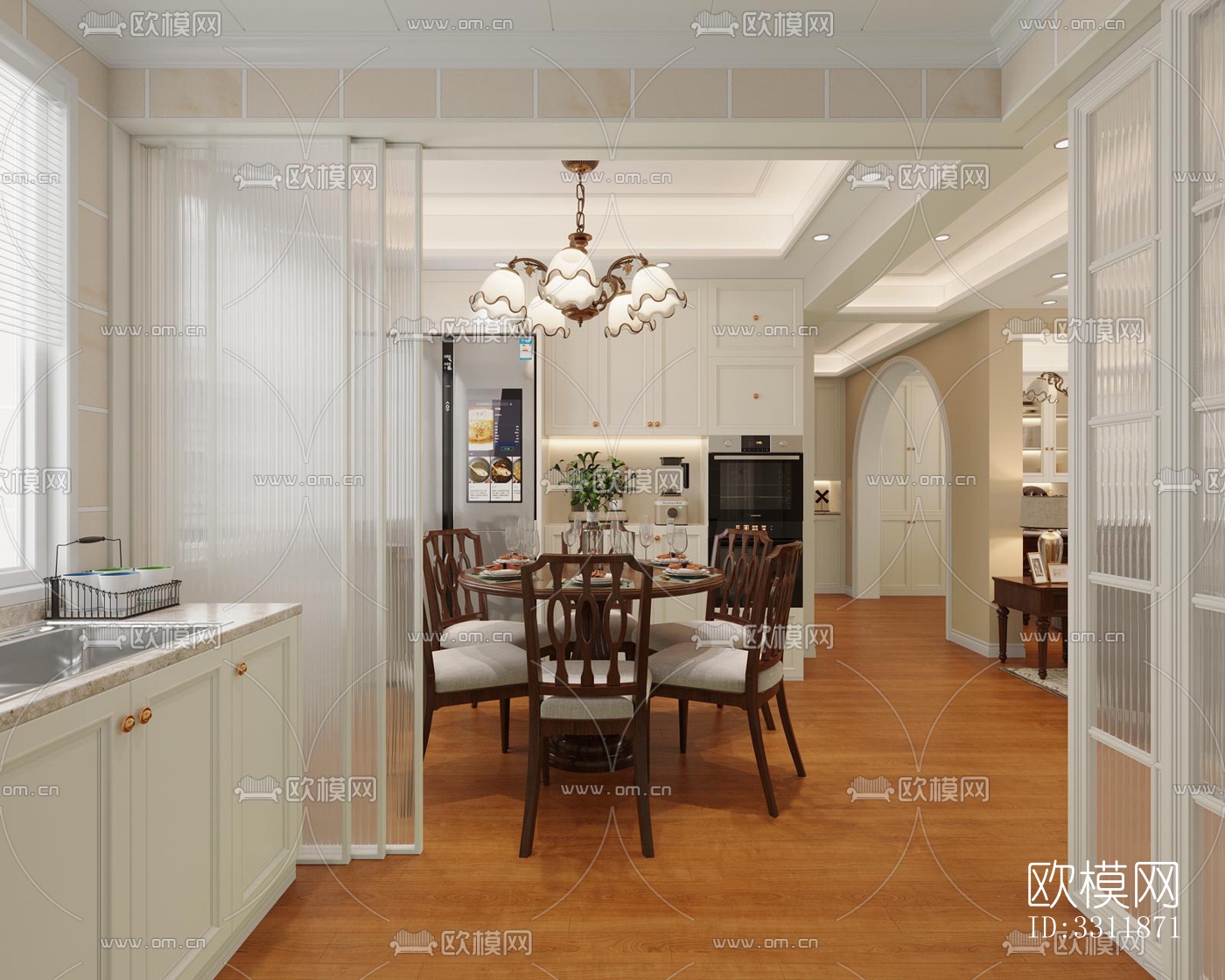 现代客餐厅效果图下载（渲染图1）