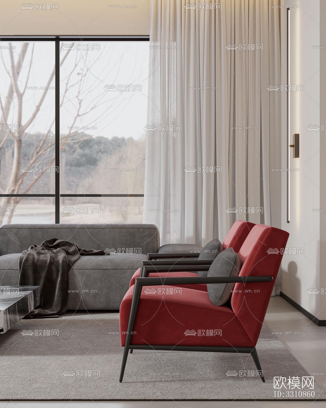 现代客餐厅效果图下载（渲染图7）