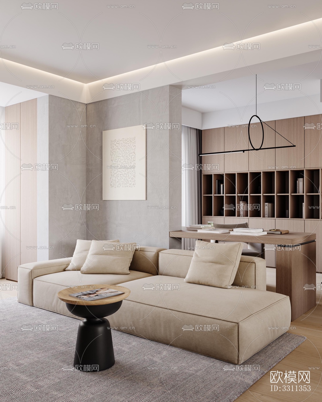 现代客餐厅效果图下载（渲染图4）