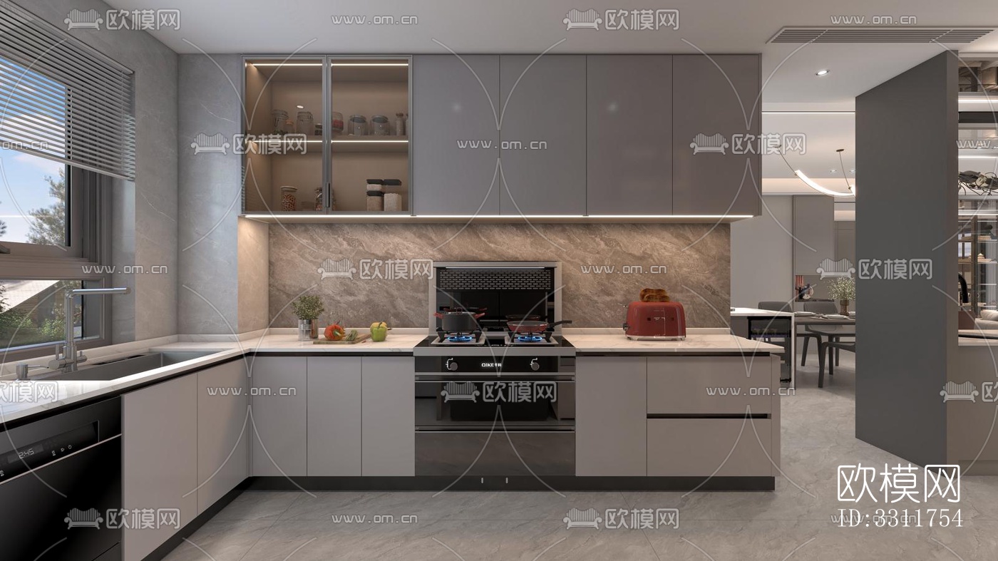 现代客餐厅效果图下载（渲染图17）