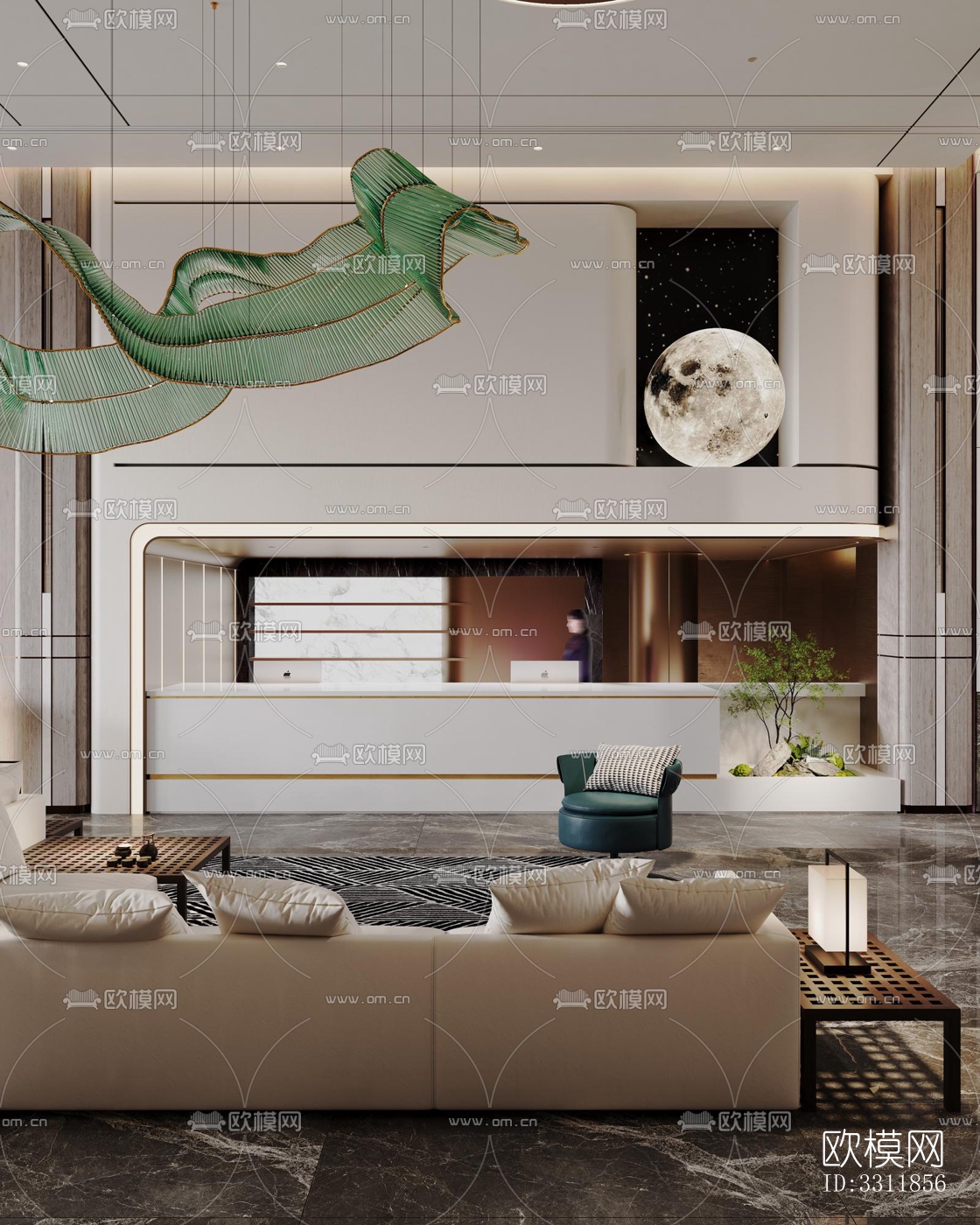 现代客餐厅效果图下载（渲染图4）