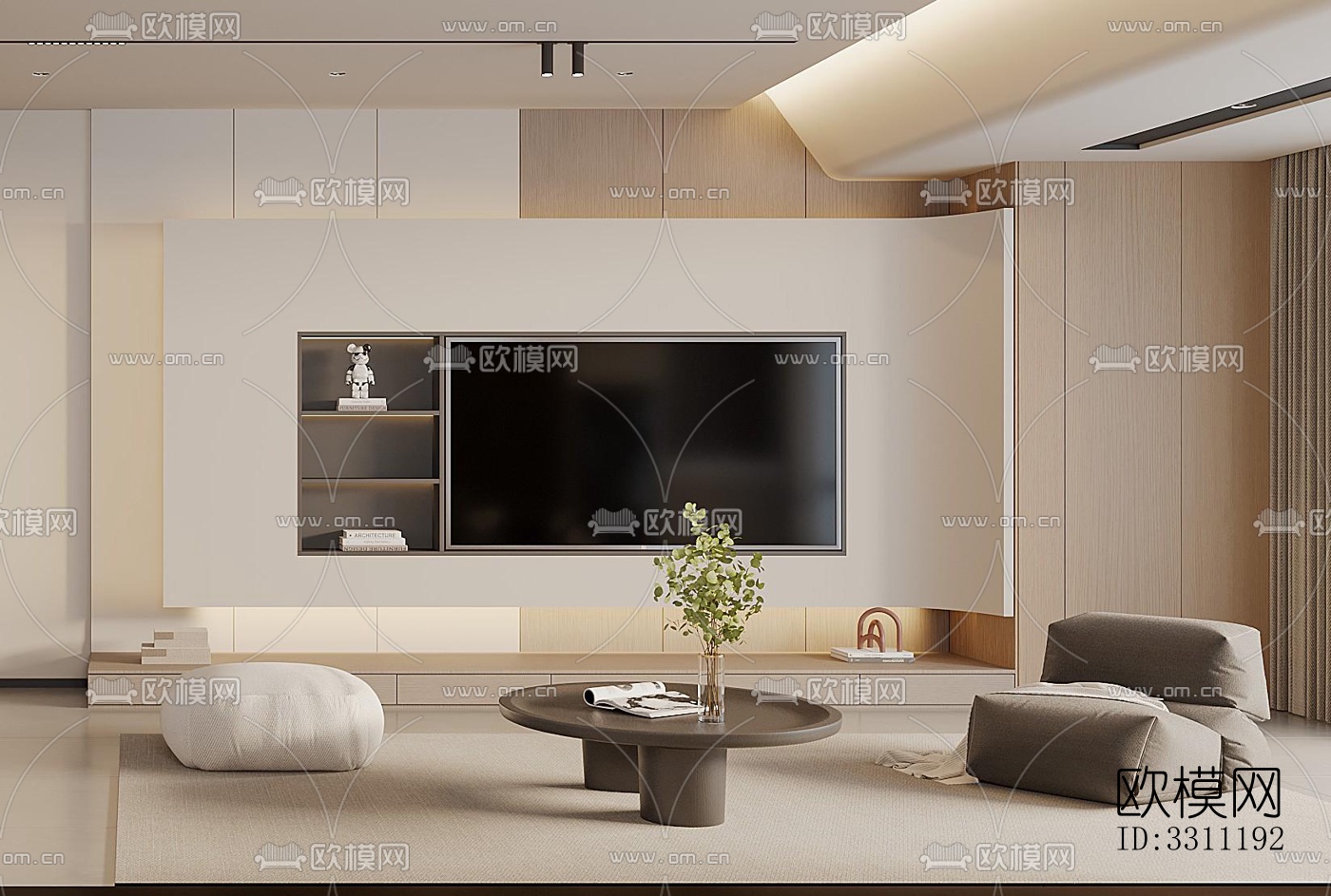 现代客餐厅效果图下载（渲染图3）