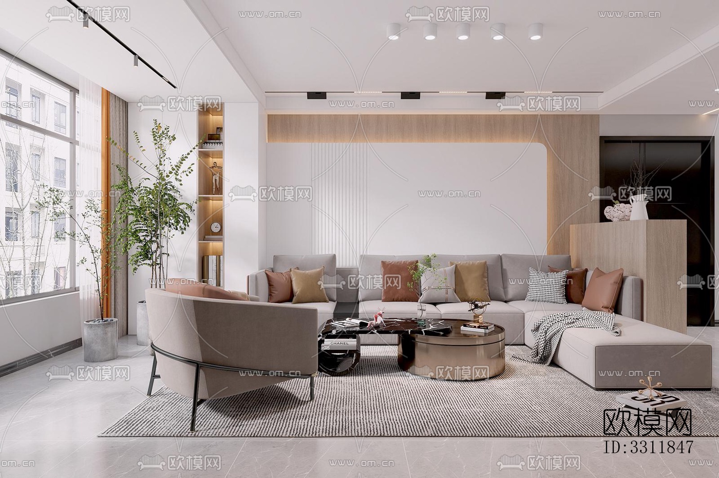 现代客餐厅效果图下载（渲染图5）