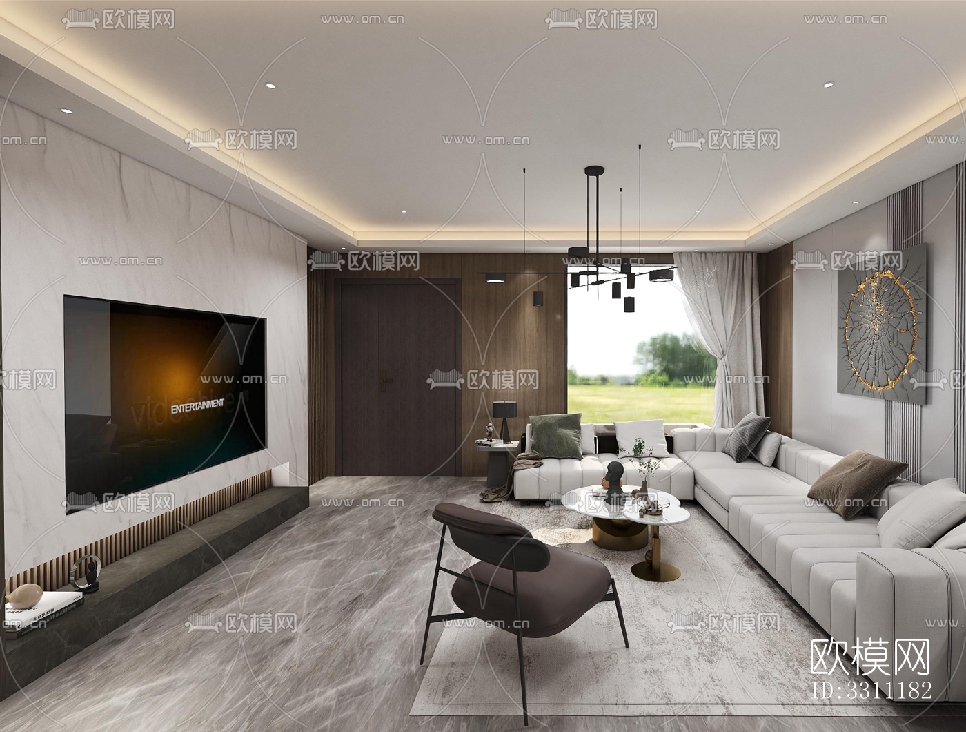 现代客餐厅效果图下载（渲染图2）