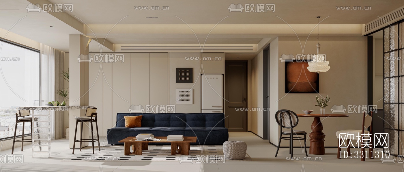 现代客餐厅效果图下载（渲染图2）