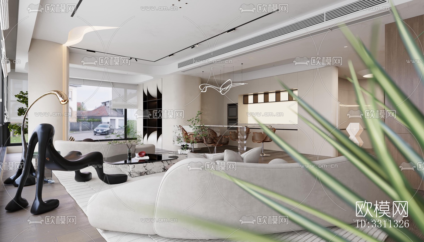 现代客餐厅效果图下载（渲染图11）