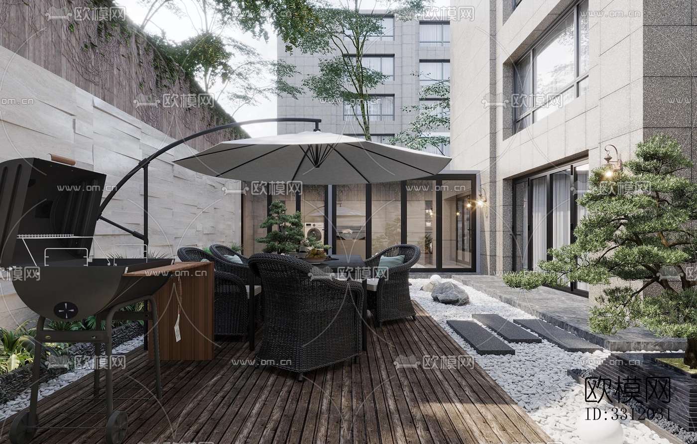 现代阳台花园效果图下载（渲染图4）