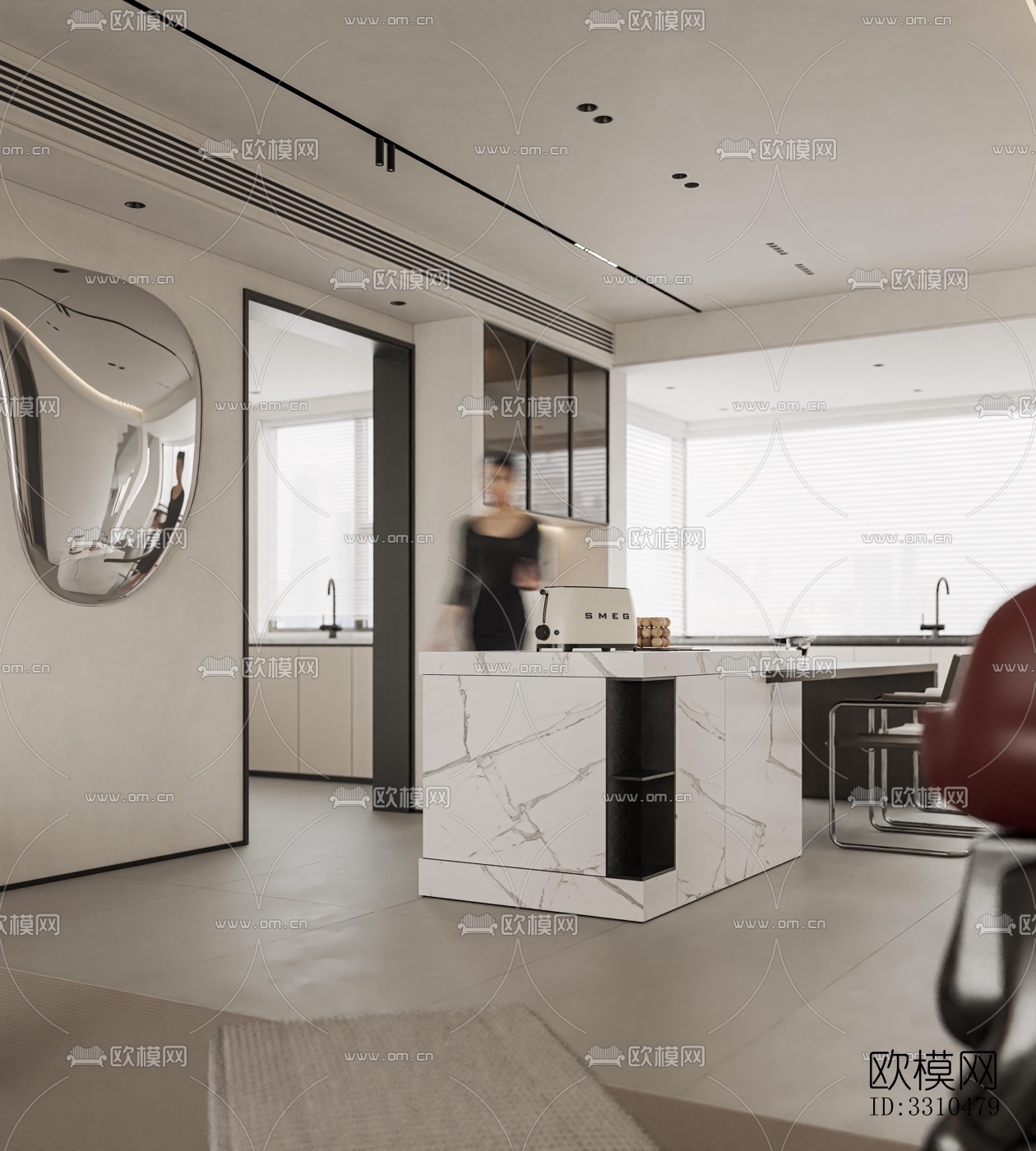 现代办公区效果图下载（渲染图2）