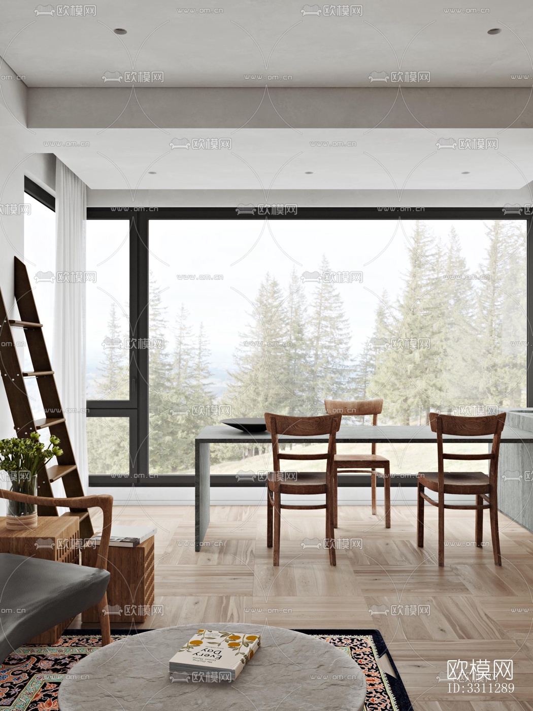 现代客餐厅效果图下载（渲染图4）