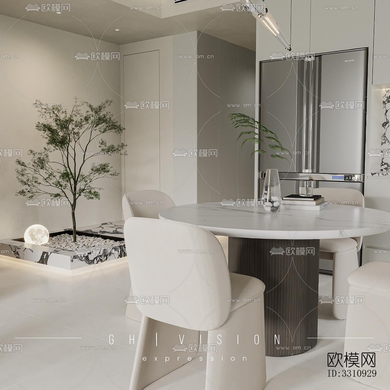 现代客餐厅效果图下载（渲染图3）