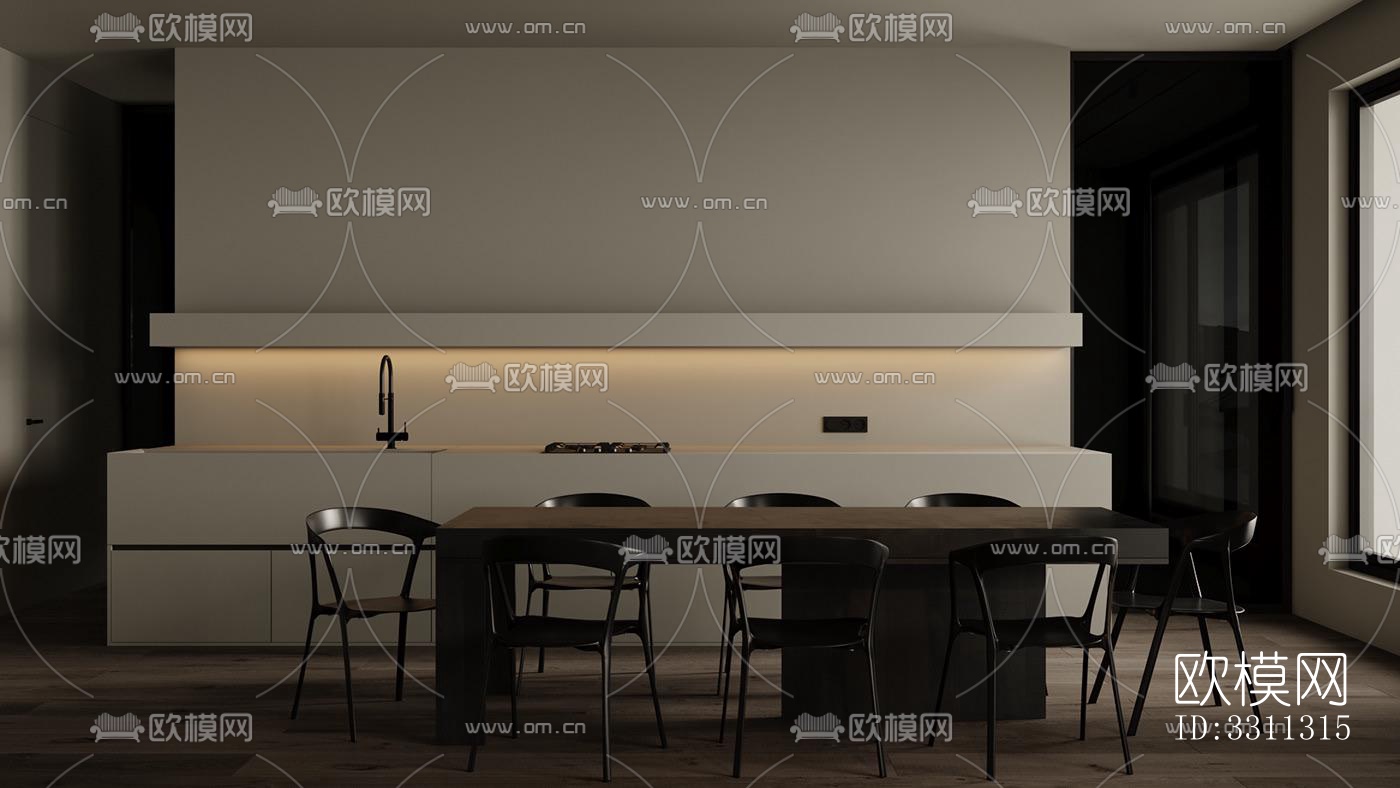 现代客餐厅效果图下载（渲染图5）