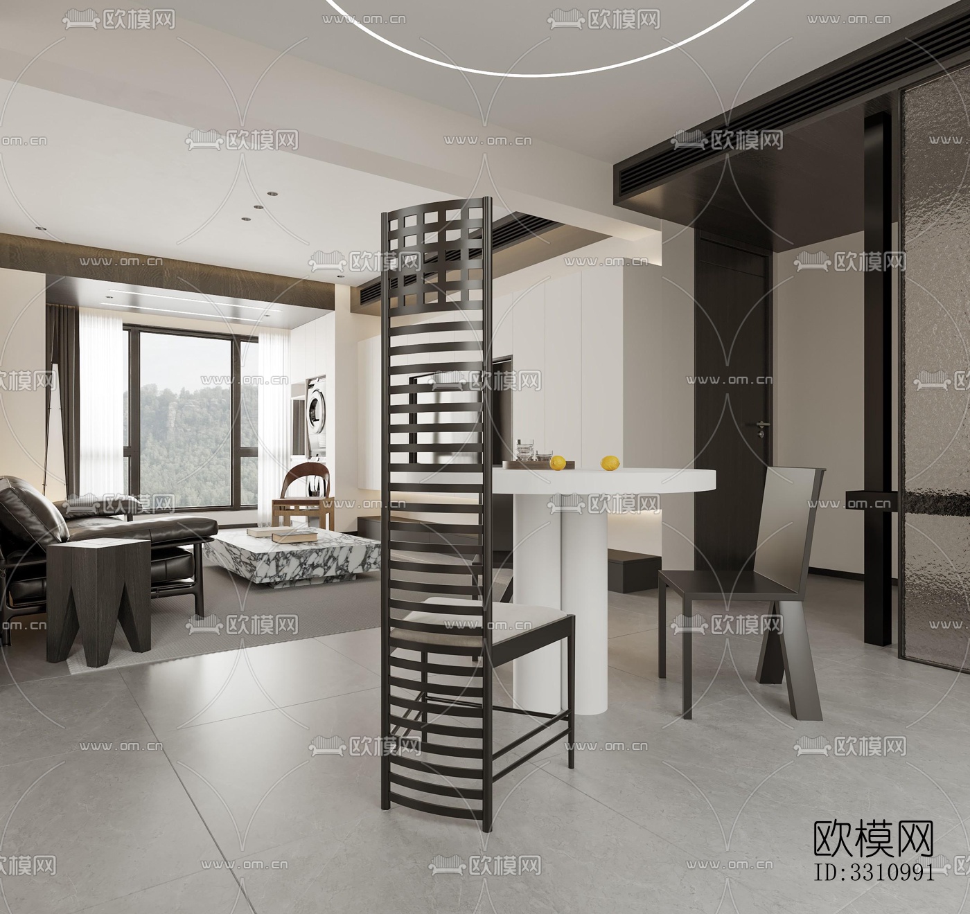 现代客餐厅效果图下载（渲染图7）