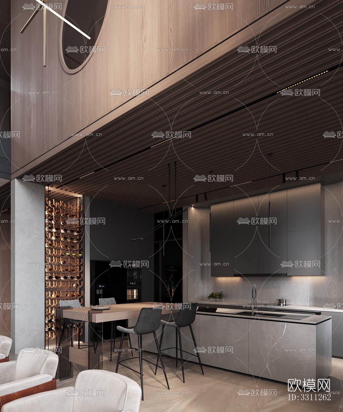 现代客餐厅效果图下载（渲染图12）