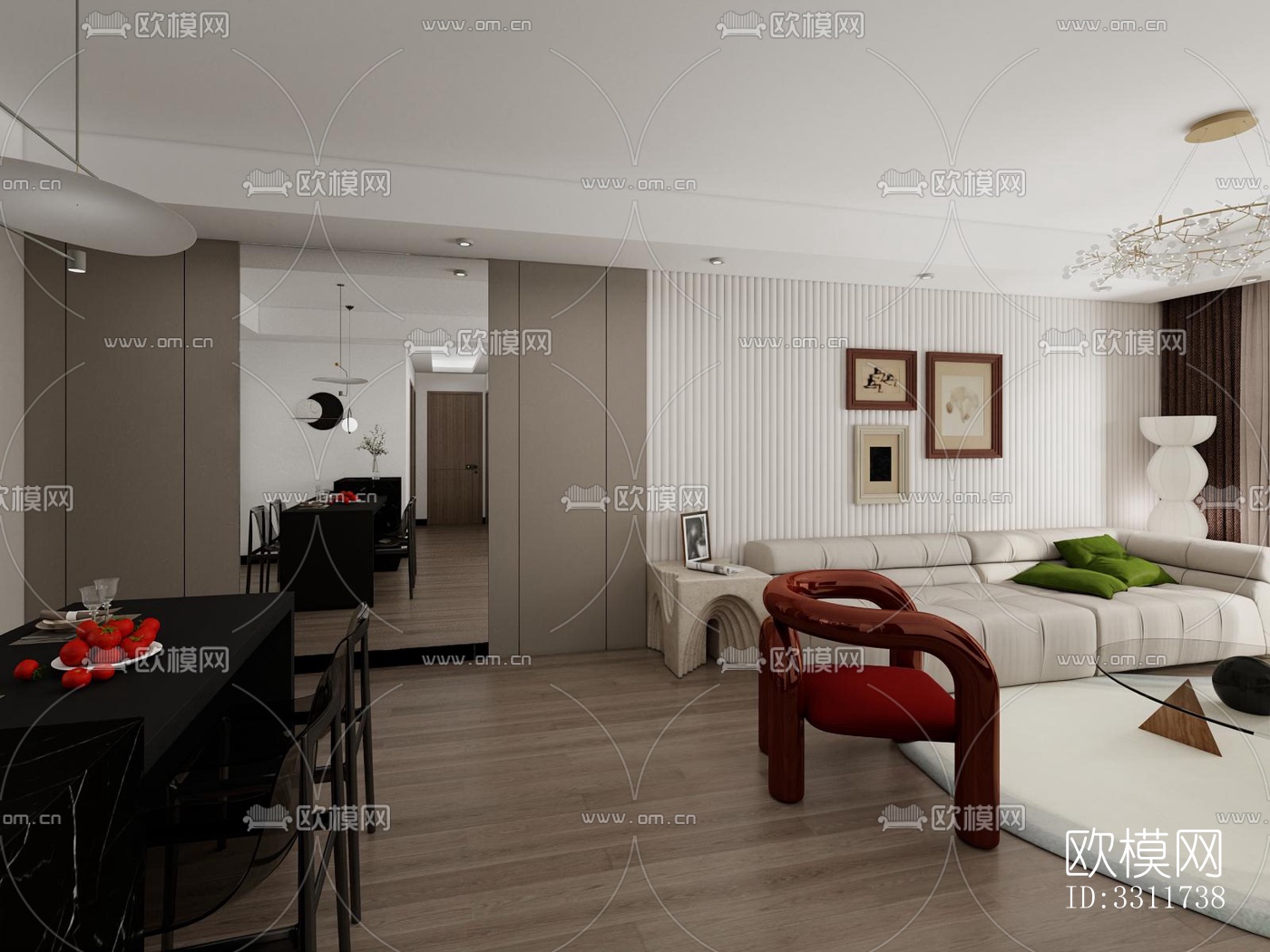 现代客餐厅效果图下载（渲染图5）