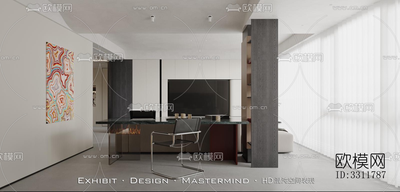 现代客餐厅效果图下载（渲染图6）