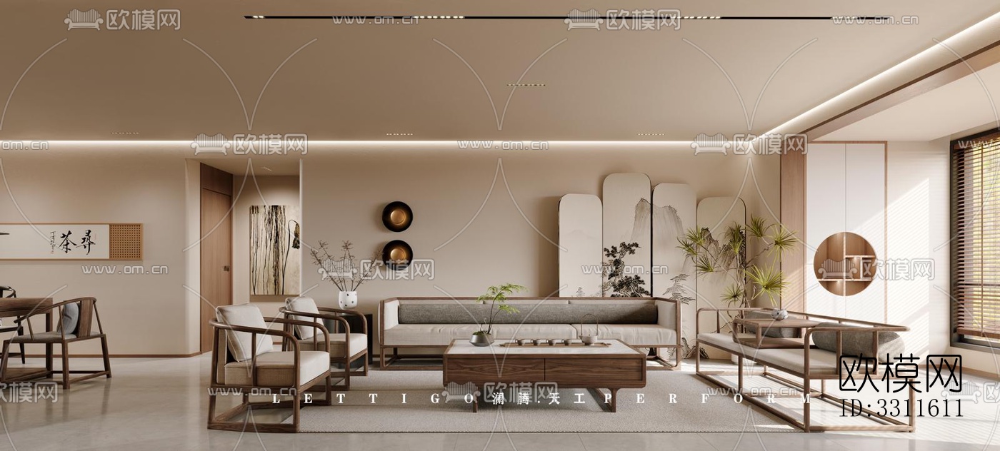 现代客餐厅效果图下载（渲染图4）