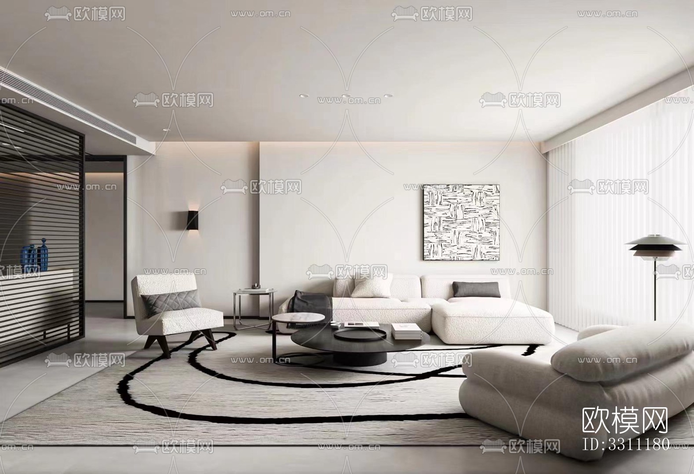 现代客餐厅效果图下载（渲染图4）