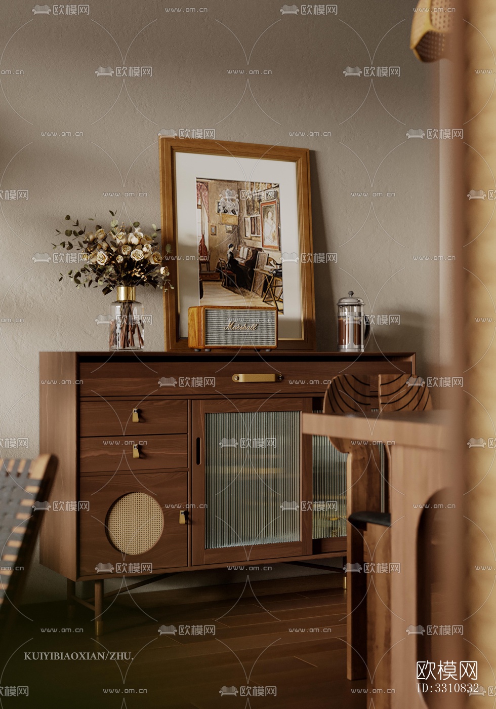 现代客餐厅效果图下载（渲染图1）