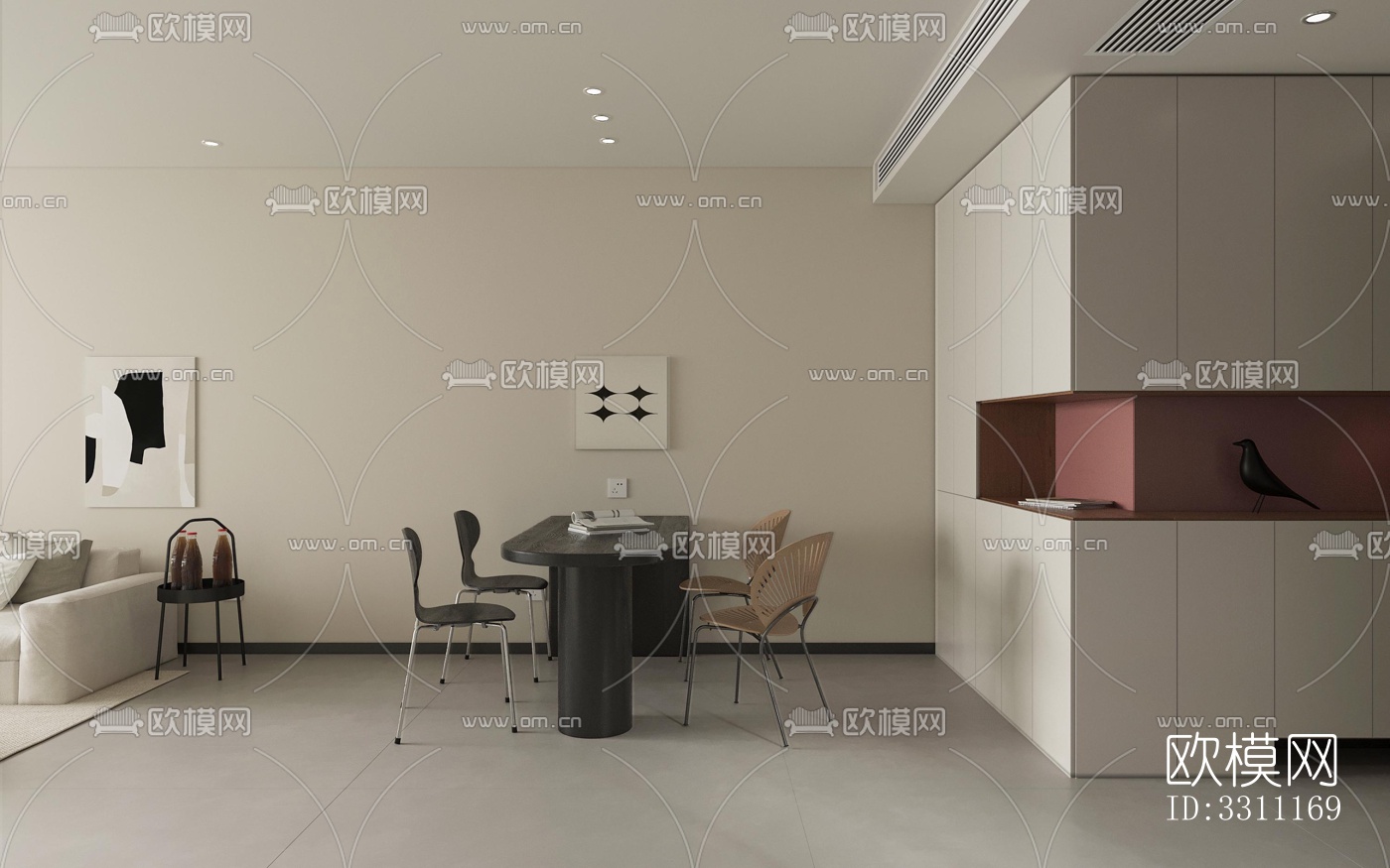 现代客餐厅效果图下载（渲染图8）