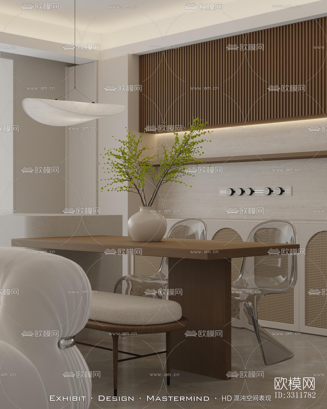 现代客餐厅效果图下载（渲染图2）