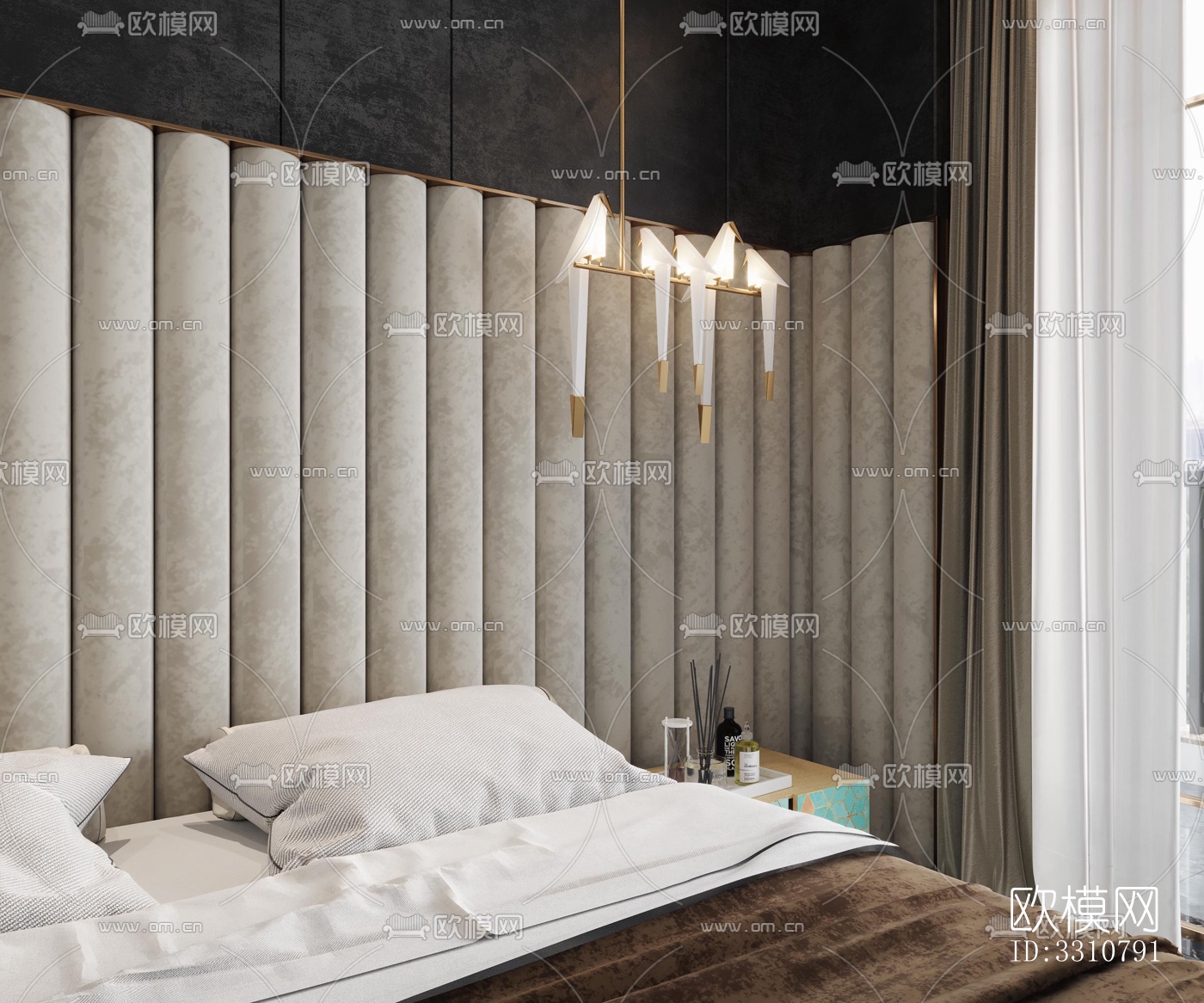 现代卧室效果图下载（渲染图4）