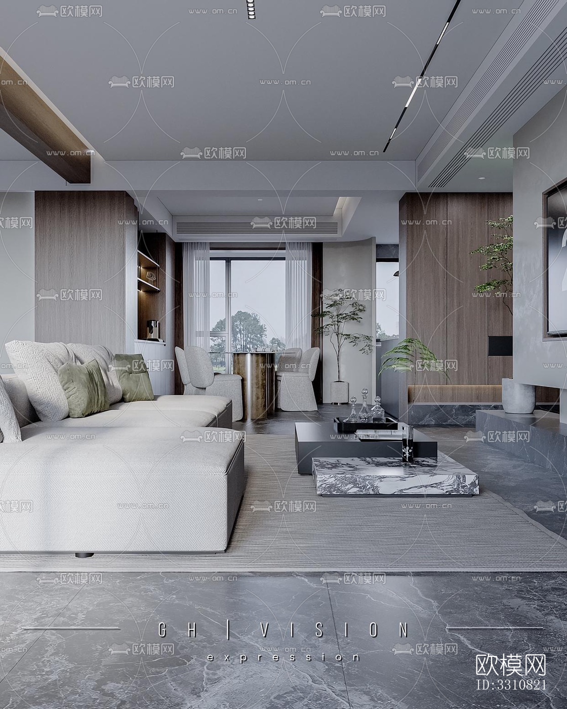 现代客餐厅效果图下载（渲染图5）