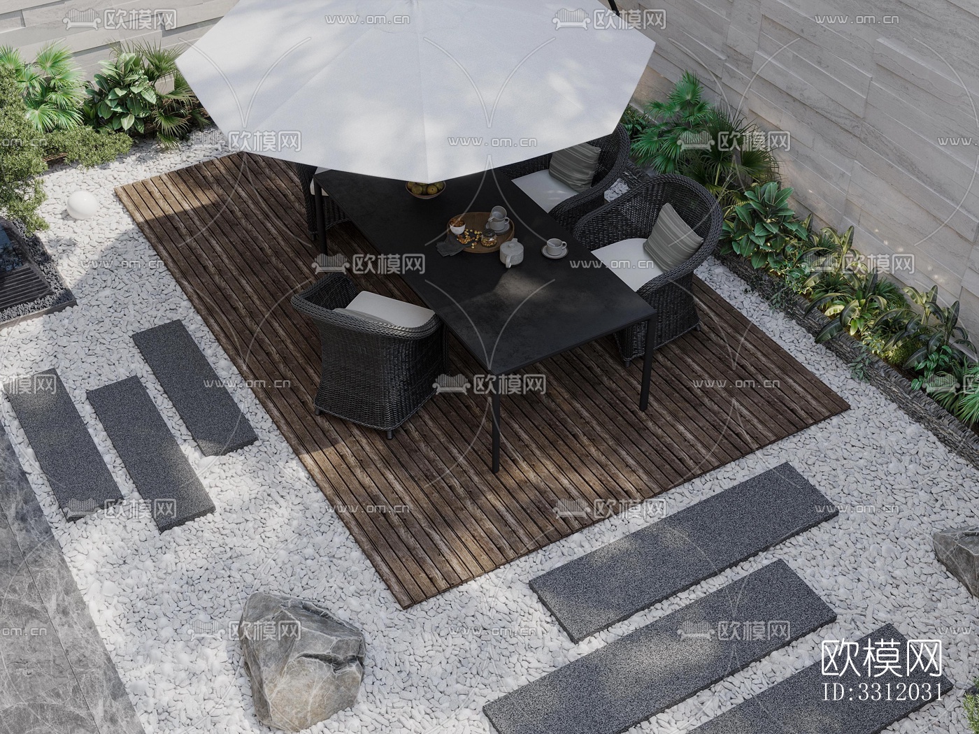 现代阳台花园效果图下载（渲染图1）