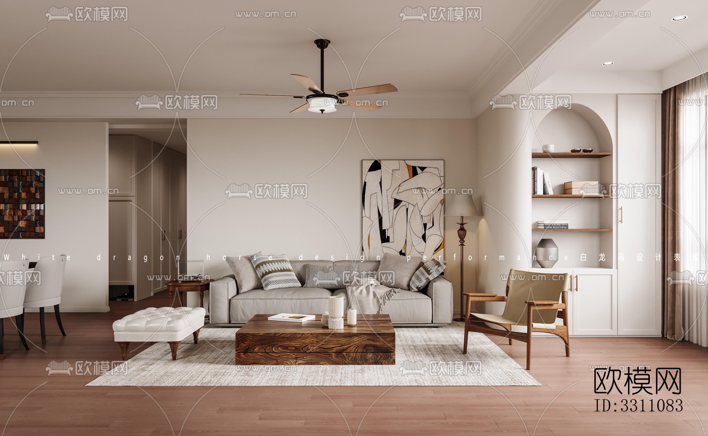 现代客餐厅效果图下载（渲染图3）