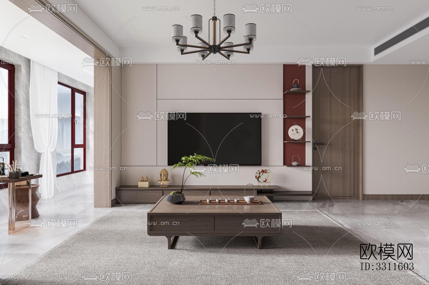 现代客餐厅效果图下载（渲染图5）