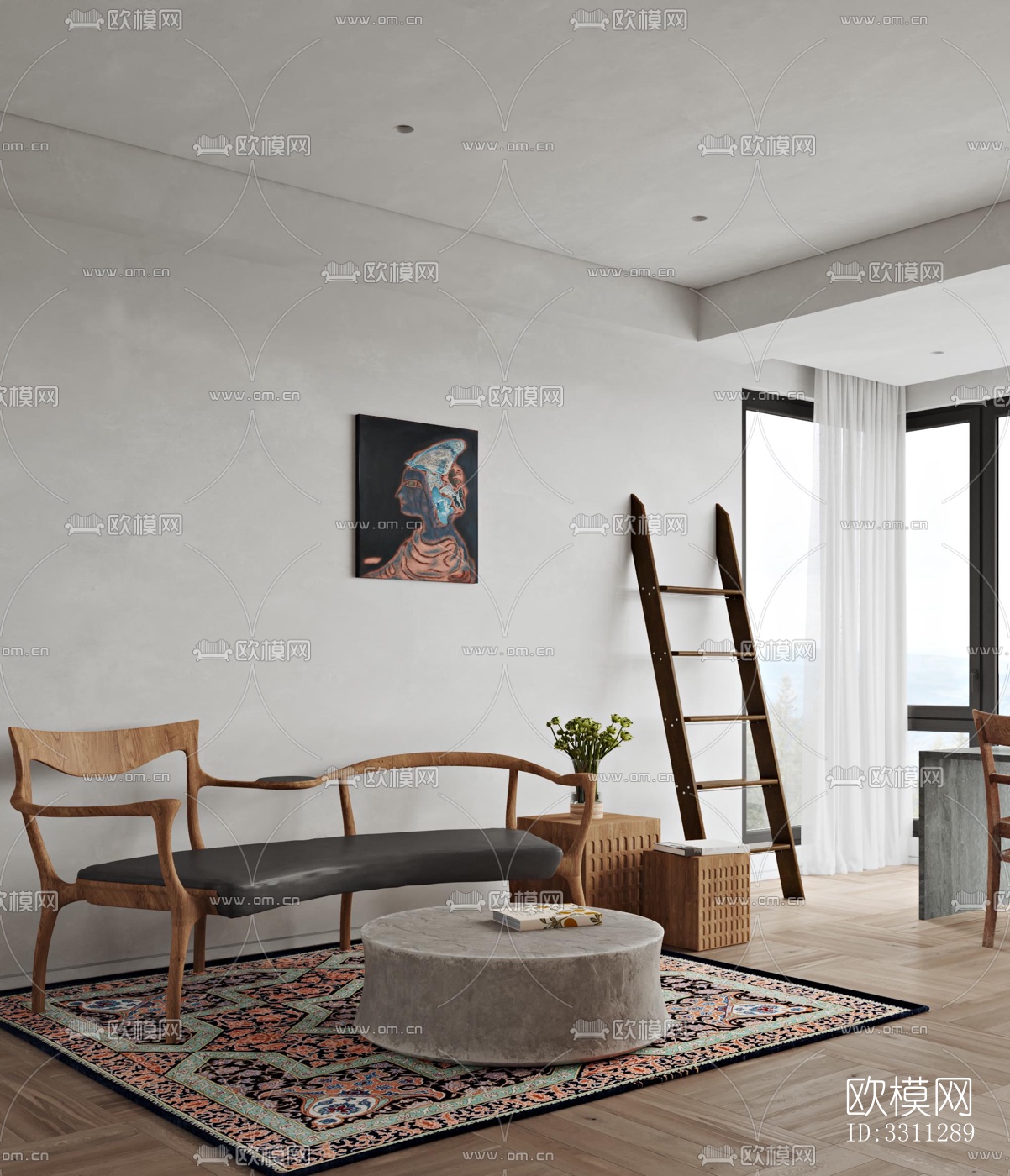 现代客餐厅效果图下载（渲染图1）