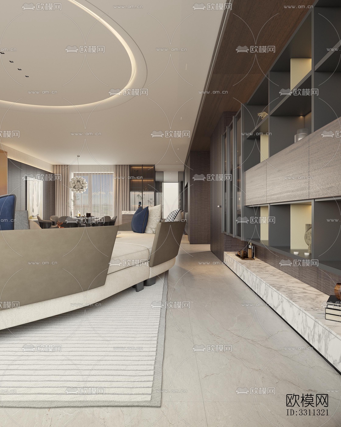 现代客餐厅效果图下载（渲染图4）