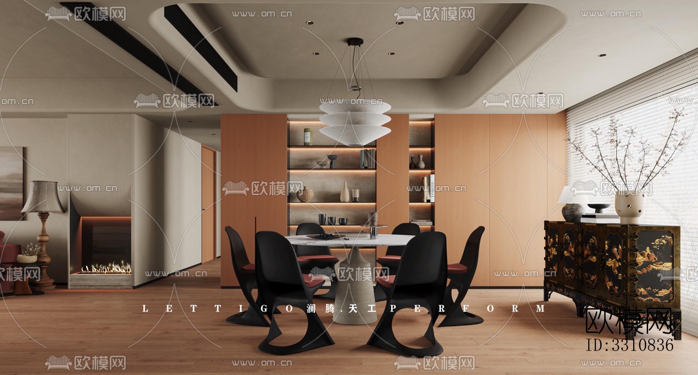 现代客餐厅效果图下载（渲染图11）