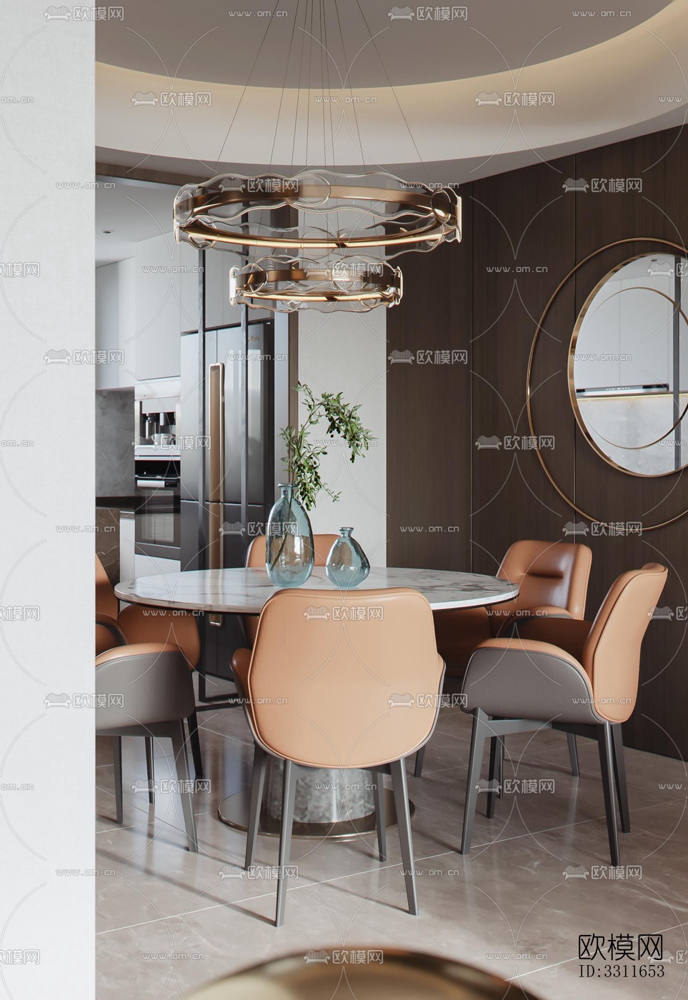 现代客餐厅效果图下载（渲染图16）