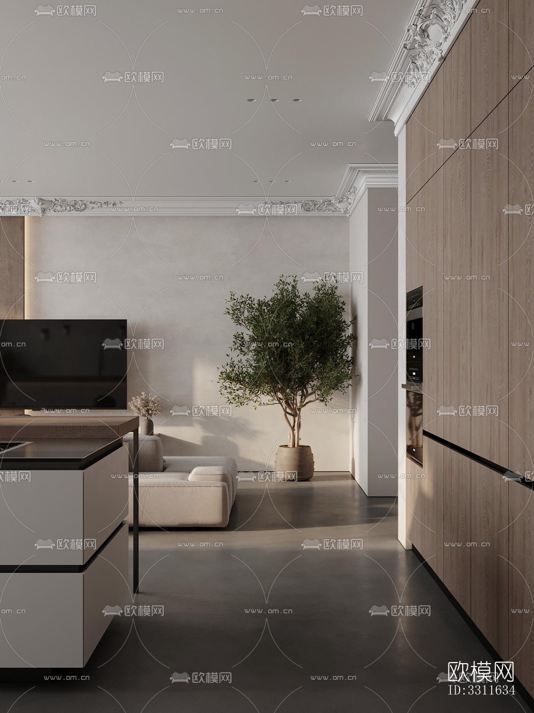 现代客餐厅效果图下载（渲染图5）