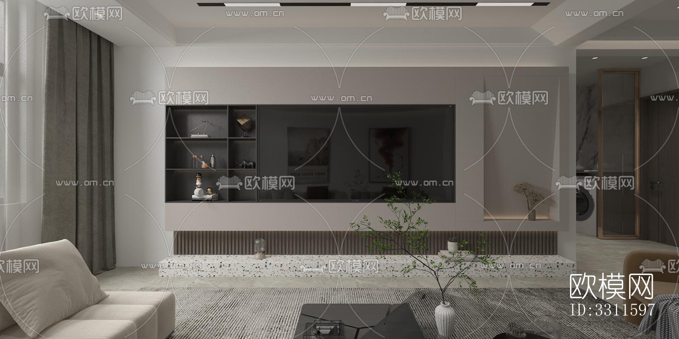 现代客餐厅效果图下载（渲染图5）