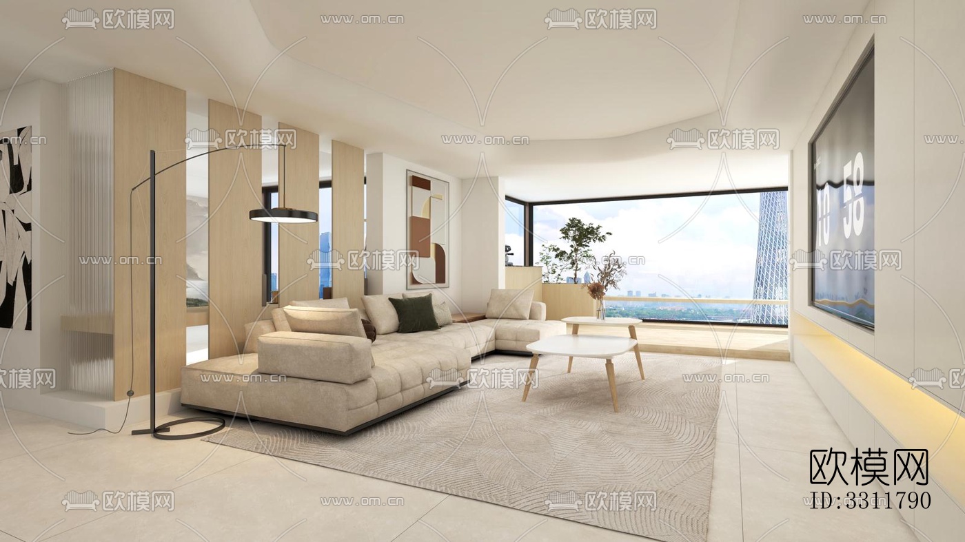 现代客餐厅效果图下载（渲染图5）