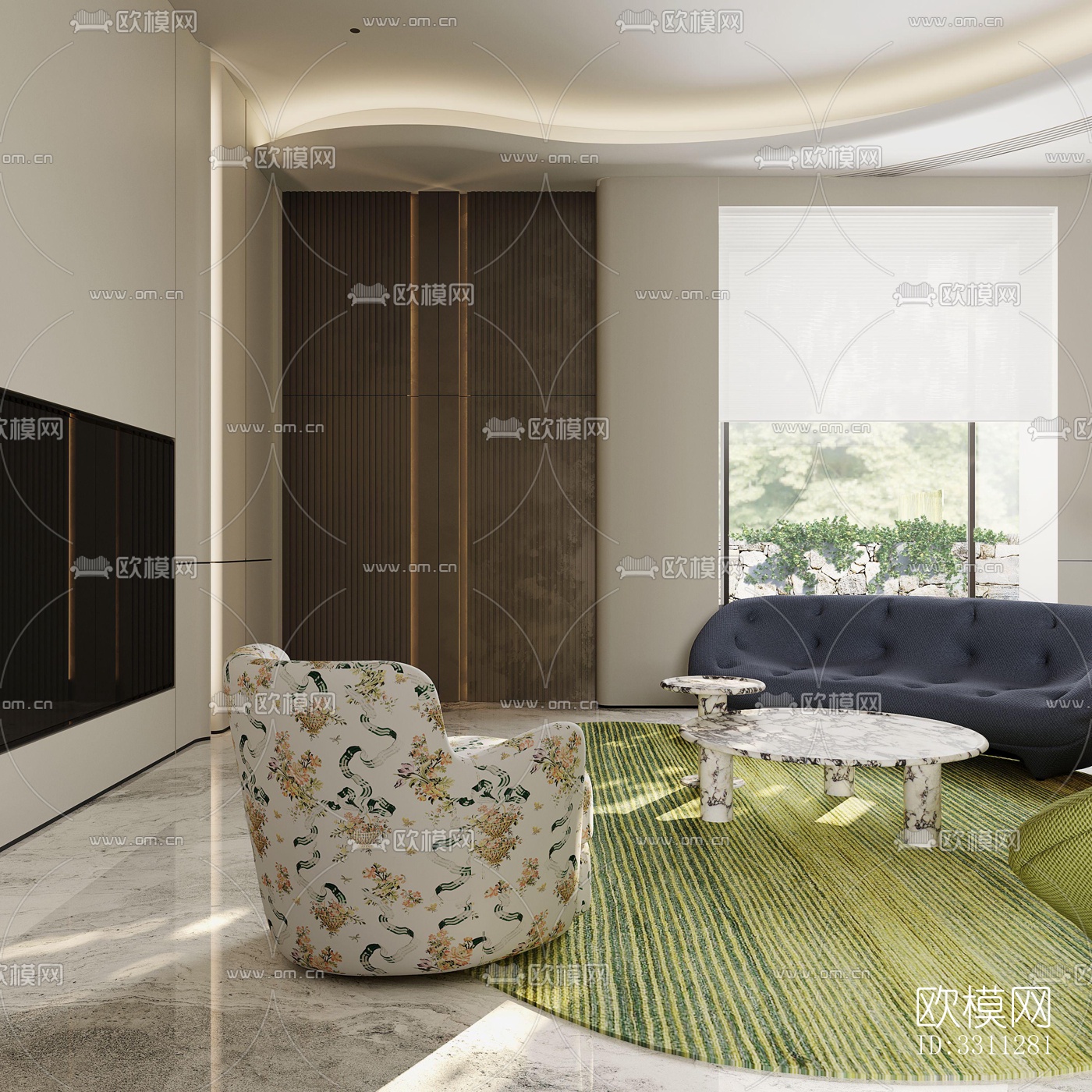 现代客餐厅效果图下载（渲染图5）