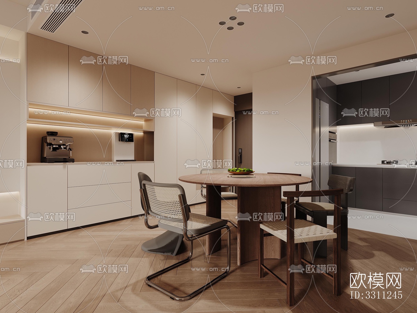 现代客餐厅效果图下载（渲染图5）