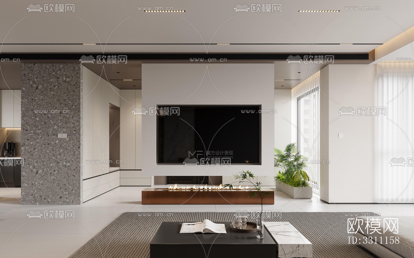 现代客餐厅效果图下载（渲染图5）