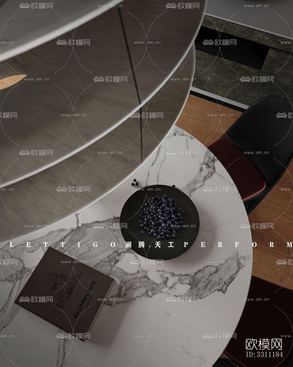 现代客餐厅效果图下载（渲染图6）