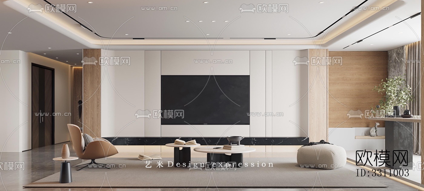 现代客餐厅效果图下载（渲染图1）