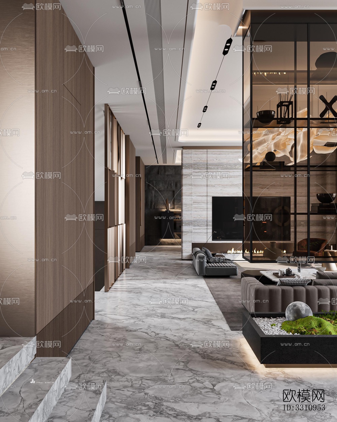 现代客餐厅效果图下载（渲染图1）