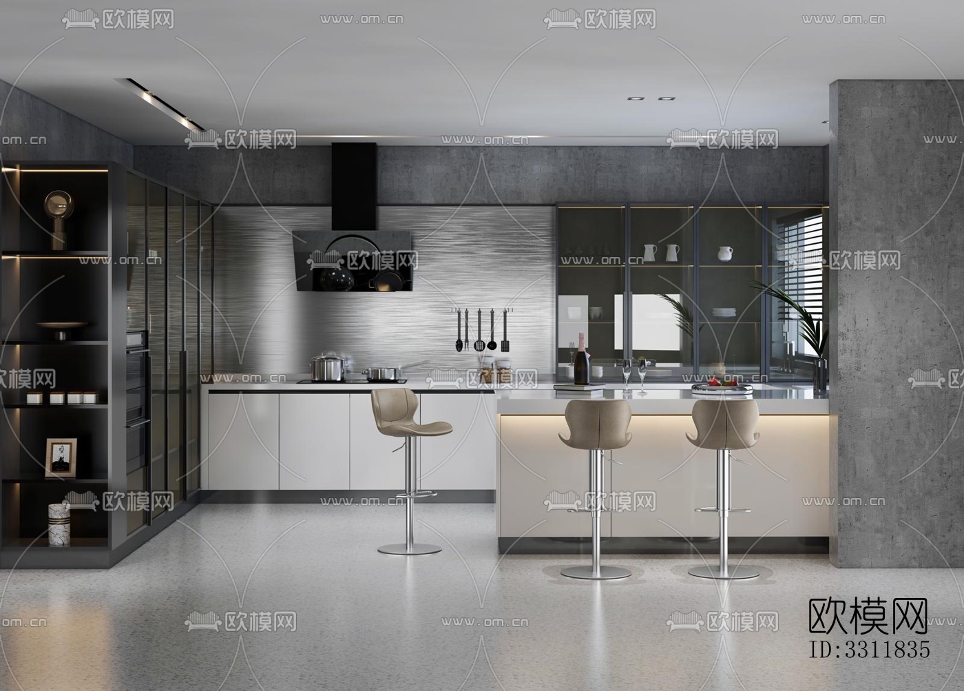 现代客餐厅效果图下载（渲染图5）