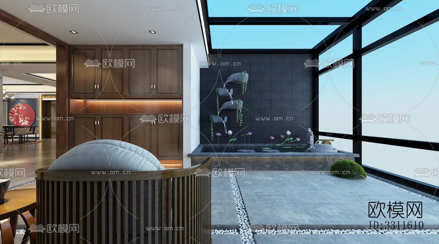 现代客餐厅效果图下载（渲染图1）