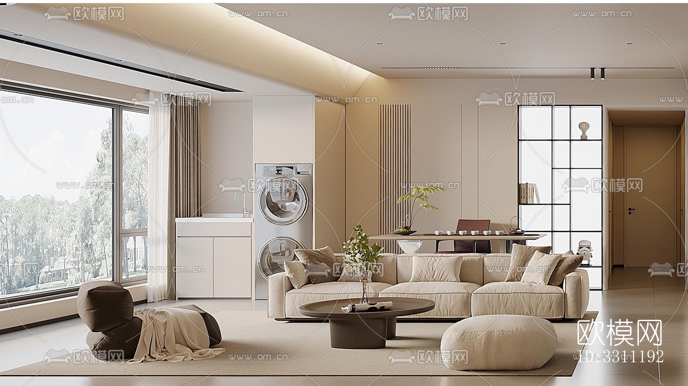 现代客餐厅效果图下载（渲染图5）