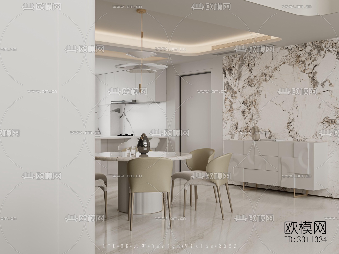 现代客餐厅效果图下载（渲染图15）