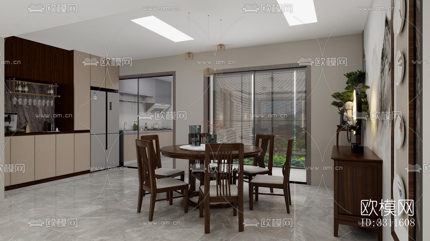 现代客餐厅效果图下载（渲染图8）