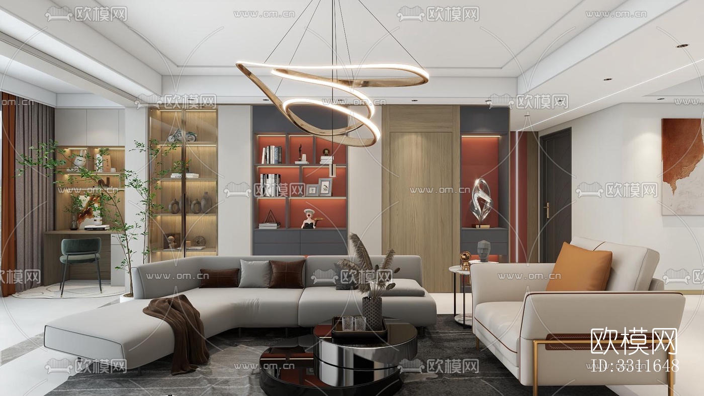 现代客餐厅效果图下载（渲染图2）