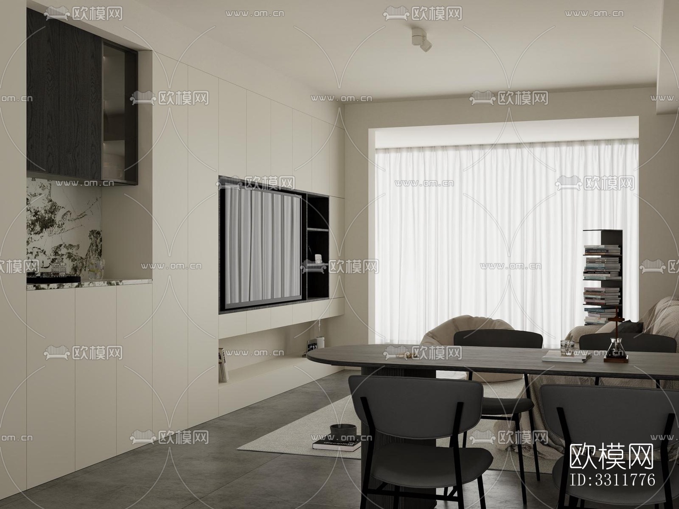 现代客餐厅效果图下载（渲染图2）