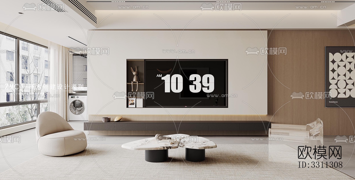 现代客餐厅效果图下载（渲染图2）